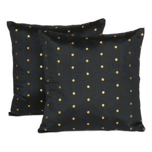 Riara Art Silk Black Cushion Cover Sofa Waist Throw Pillow Case Home Decor .